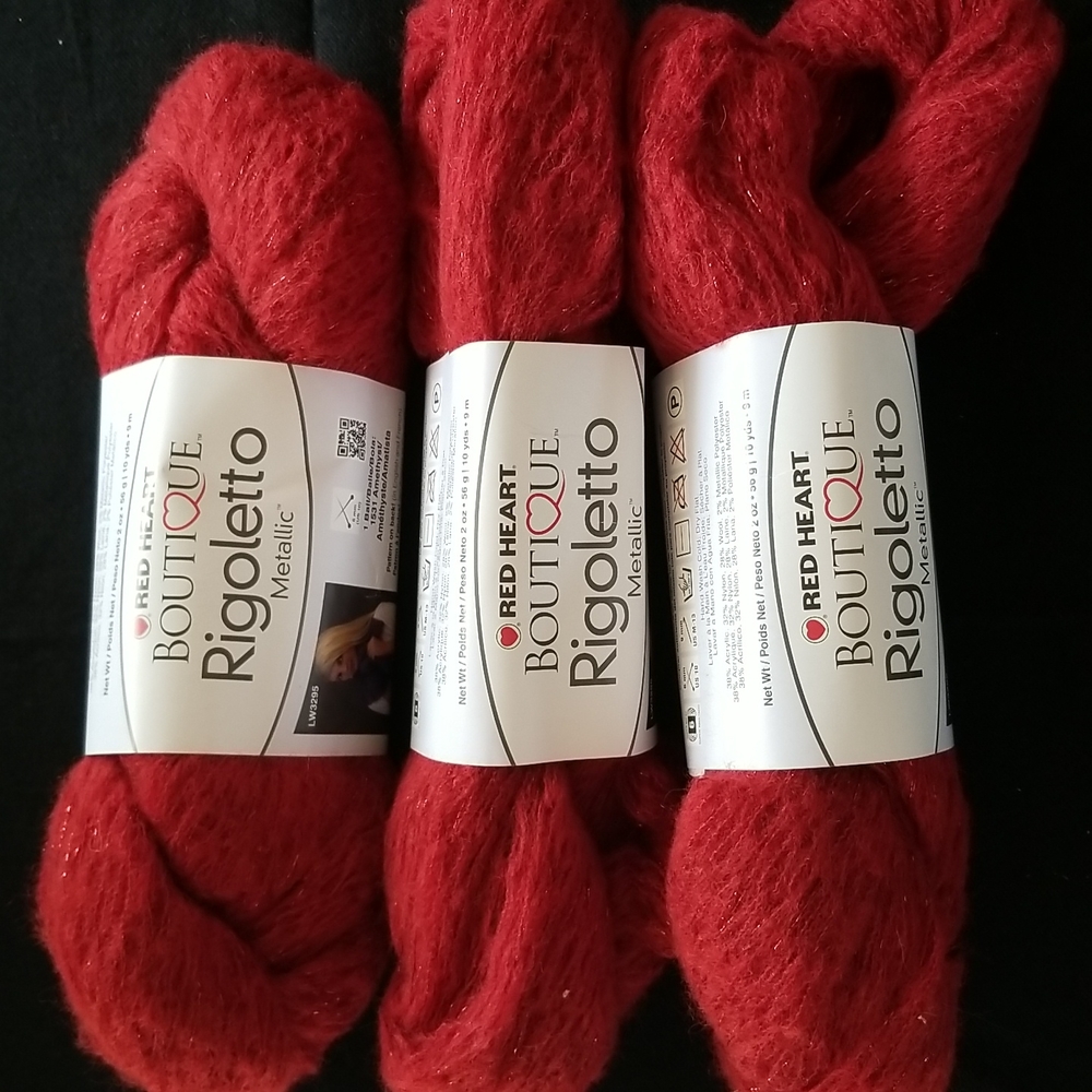 Red Heart Boutique Rigoletto Metallic Yarn (Ruby 3, Amethyst 3)